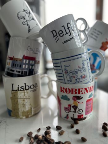 Collecting souvenirs: coffee cups from around the world